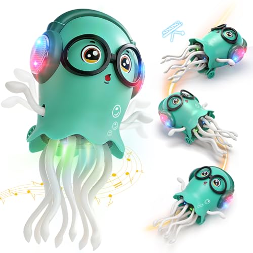 GONINO DJ Dancing Jellyfish Baby Toy Musical Bump & Go Crawling Toy