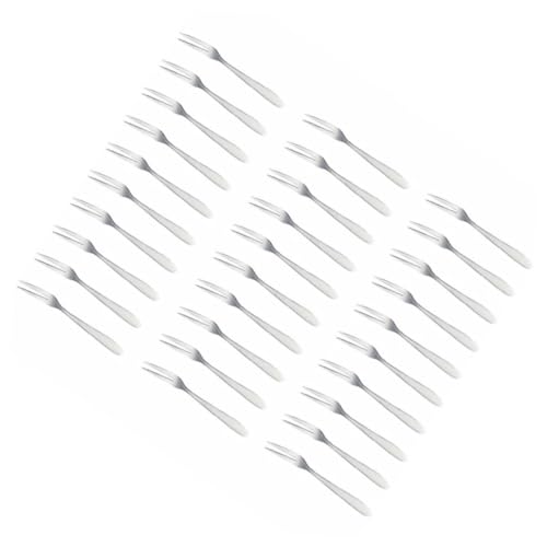 ELAYARD Forchette Da Frutta e Snack a Due Denti in Acciaio Acciaio Lucidato, 30 Pezzi Riutilizzabili Per Buffet, Antipasti e Feste, Superficie Liscia Bordo Arrotondato Per Uso Sicuro