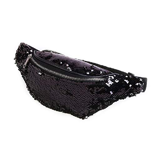 black glitter fanny pack