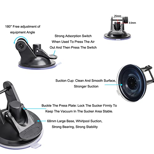 ThtRht 3 Pack Dash Cam Suction Mount Holder Without Rotating Joints Adapter Car GPS Navigator Suction Cup Base Stand for Dual Dash Cam Front Rear Car Camera WiFi Dash Camera Dashcams