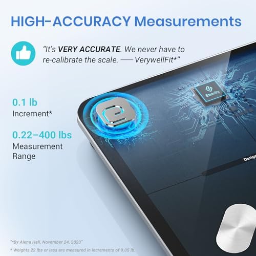 ETEKCITY Inteligentna waga ciała, cyfrowa waga do kąpieli z tkanką tłuszczową i wagą dla ludzi, elektroniczny analizator BMI Bluetooth (ST/LB/KG)