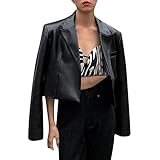 Bikerjacke Damen Kunstlederjacke Biker Faux Lederjacke Damen Kunstleder Pu Jacke Damen Leder Faux Leather Jacket for Women Lederjacken Lederjacke Frauen Jacken Replay Jacke Damen GrüN Bomberjacke Kurze Schwarze Lederjacke Damen