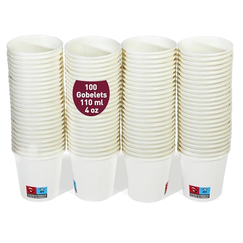 100 Gobelets à café jetables blancs de 110 ml / 4 oz, résistants, étanches et sans odeurs. Gobelets en carton jetables.
