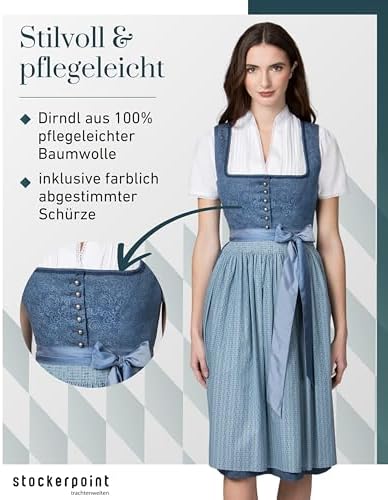 Stockerpoint Damen Dirndl Isabelle I Größe 32-48 I Elegante Trachtenkleidung für Festlichkeiten I Bequem & pflegeleicht 