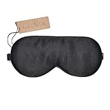 LULUSILK 100% Seide Verstellbare Schlafmaske Augenmaske Schlafbrille für Damen und Herren, Schwarz