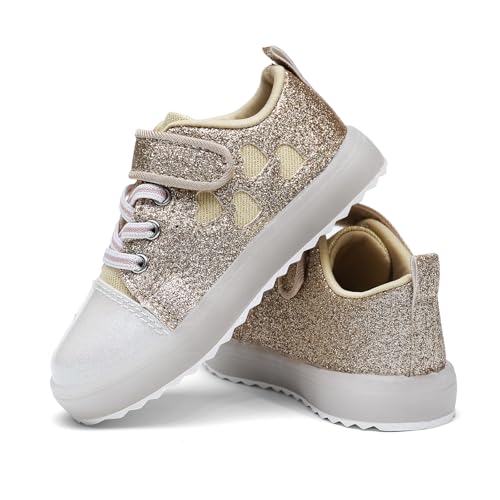 Luffymomo Girls Casual Sneakers Slip on Comfortable Walking Shoes Sparkle Glitter Fashion Sneakers (Toddler/Little Kids)
