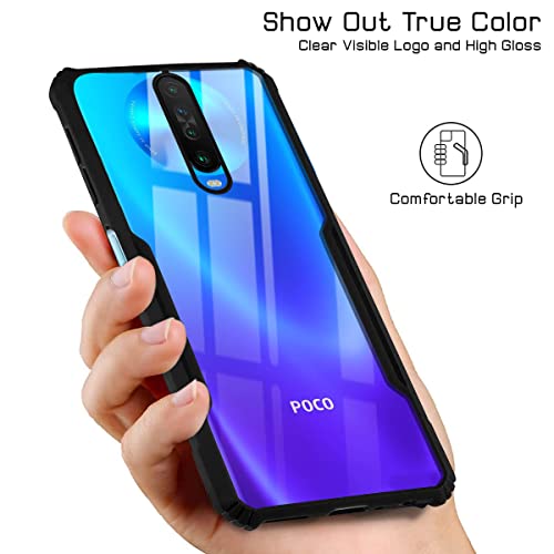Image of Jkobi Back Cover Case for Xiaomi Poco X2 (Crystal Glass Back | Camera Protection | Shockproof Bumpers | Professional Black)
