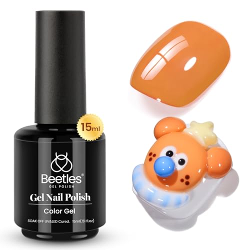 Image of Beetles Burnt Orange Gel Nail Polish, 15Ml Light Persimmon Polish Orange Nail Polish Gel Tropical Soak Off Uv Led Nail Lamp Manicure Salon Diy at home Gift for Women