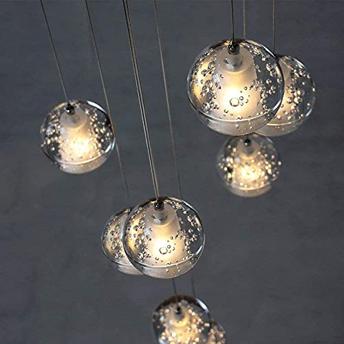Plafond light boule de cristal LED et lustre chic à hauteur réglable