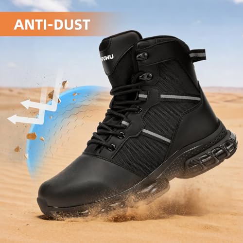 Image of Military Tactical Boots Women Wide Waterproof 6 Inches | Non Slip Side-Zip Combat Hiking Work Boots Lightweight Durable
