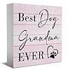 Dog grandma gifts desk decor wooden box sign funny grandma gifts for dog animals lovers rustic wood block plaque box sign for home farmhouse shelf table decoration best dog grandma ever sign  urban country home decor
