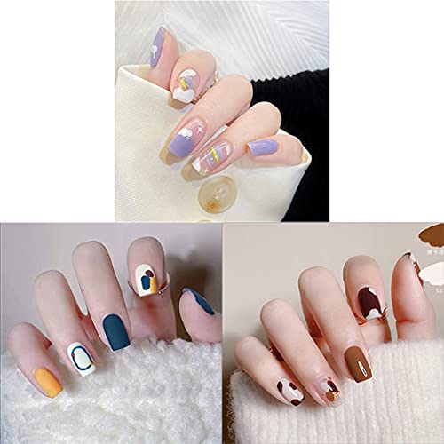 Ganmfoyc Kit De Puntas De UñAs Postizas Cuadradas De Acrã­Lico De Cobertura Completa, 3 Cajas - 72 Piezas UñAs Postizas, 10 TamañOs Cover