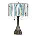Serena D'italia Tiffany Style Table Lamps Contemporary, Mosaic Stained Glass Lamp, Antique, Victorian, Vintage Styling, Double Pull Chain (Blue, White, Yellow)