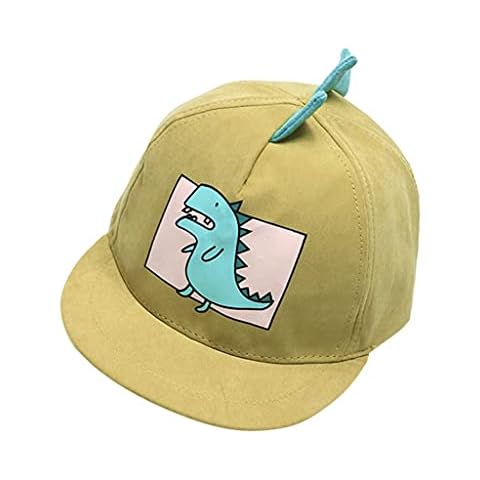 XIATANG Boys Flower Hat Baby Boy Hats Soft Cotton Dinosaur Sunhat Eaves Baseball Cap Sun Hat Beret 1-4 Years Old Baby (Yellow, One Size) Cover