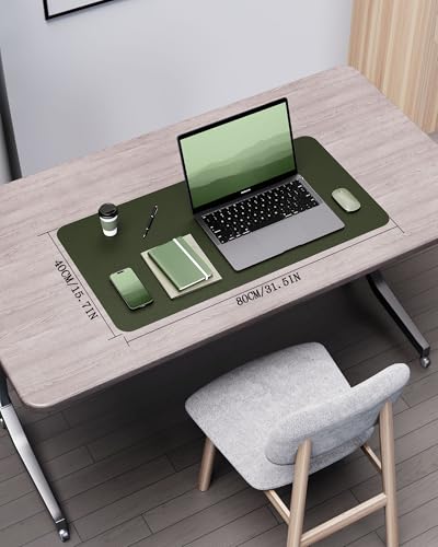 Image of YSAGi Double-Sided Desk Pad, 31.5 inchx15.7 inch Leather Desk Mat, Eco Cork Desk Pad Protector,Large Mouse Pad,Waterproof Desk Blotter for Office /Home (Dark Green /Cork)