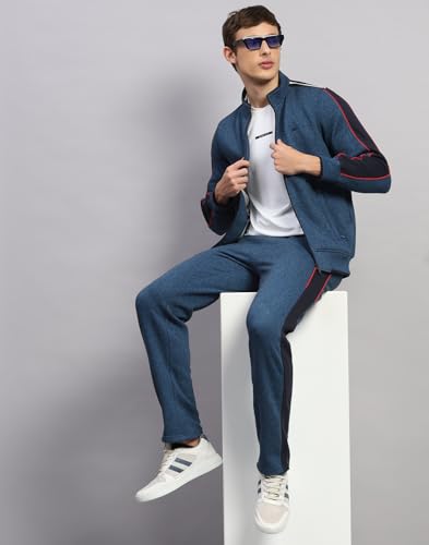 Image of Monte Carlo Mens Regular Fit Solid Collar Neck Full Sleeves Winter Tracksuit| Men Track Suit | Stylish Sportswear Set with Jacket and Lower | Activewear Set For Men's (Pack Of 1)