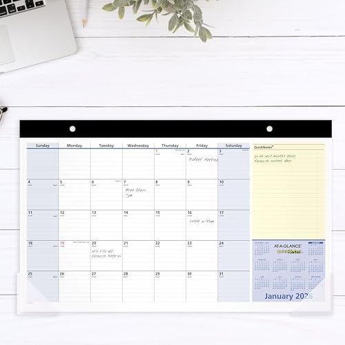 Image of AT-A-GLANCE 2026 Desk Calendar, Monthly Desk Pad, 18 inch x 11 inch, Compact, QuickNotes (SK7100026)