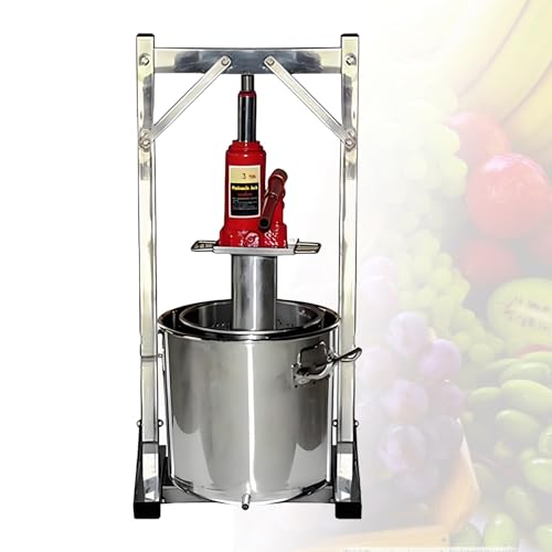 DzkZen Prensa De Sidra De Acero Inoxidable, Prensa HidráUlica para Vino De Frutas, Manzana, UVA, Bayas Y Verduras, Extractor De Jugo Manual con Cubo De Filtro 36L