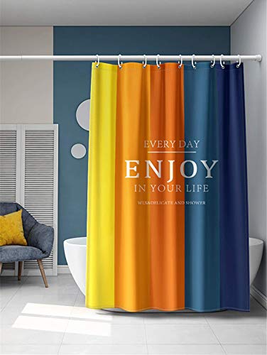 Xlabor Rideau de douche dégradé de couleurs 240 x 200 cm Tissu imperméable anti-moisissure avec 12 anneaux pour salle de bain Motif B 240 x 200 cm Cover