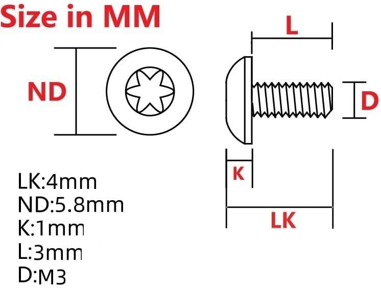 20 Pieces CNC Stainless T8 Torx Screws with M3 Thread Fit for Knife Handle DIY Making Replacement Accessory