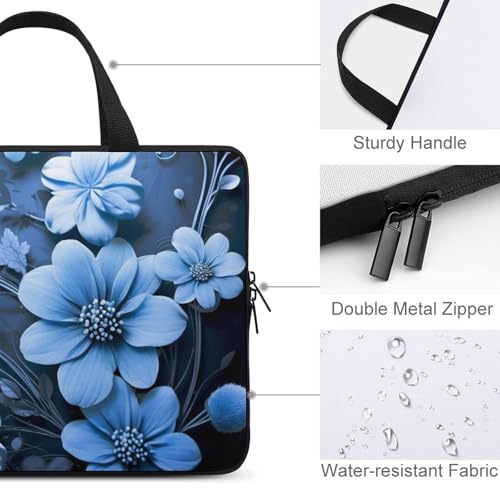 Sac ordinateur portable fleurs bleues pochette tablette étanche - 4