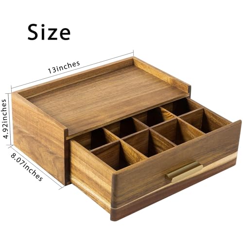 FLYIEE Acacia Wood Tea Bag Organizer
