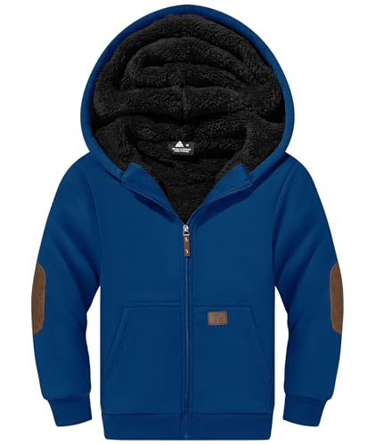 Image of SWISSWELL Unisex Boys Girls Fleece Hoodie Sherpa Lined Jacket Zip Up Hooded Sweatshirt Winter Outerwear for Kids