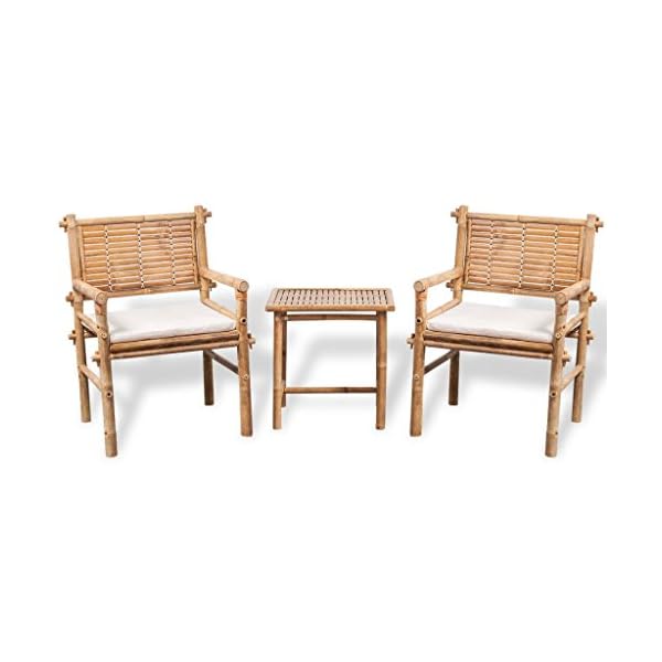 Balkonmöbel Bambus Balkon Sitzgruppe 2 Personen Balkonset Bistro Set Gartenmöbel Gartenstuhl Balkonstuhl Terassenstuhl Beistelltisch Gartengarnitur Gartengruppe Terrasse Garten