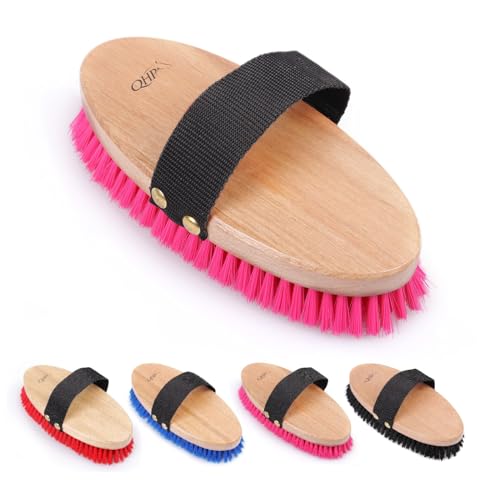 netproshop Weiche Kardätsche Pferdebürste mit Holzgriff und...