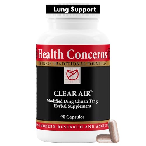 Health Concerns Clear Air - Cough & Phlegm Support Supplement - Marshmallow Apricot Bitter Orange Garlic Skullcap & More - Increases Oxygen Capacity & Reduces Mucus - 90 Capsules