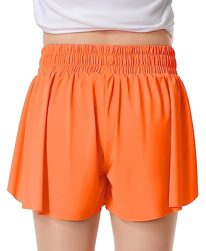 DOCUMO Meninas Shorts Fluidos Com Bolso, Estilo Borboleta, 2 Em 1, Esportivo, Para Corrida, Jovens,