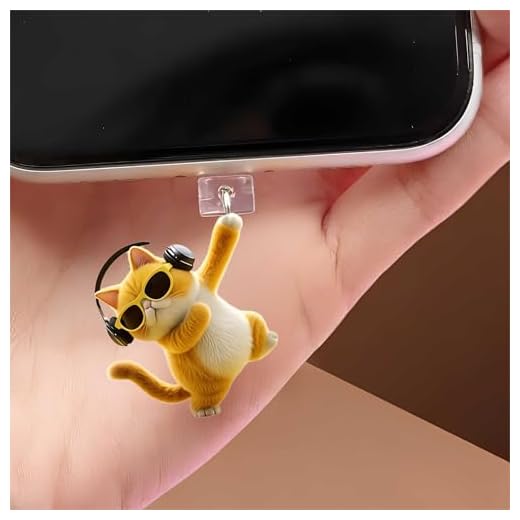 Cool Dancing Cat Dust Plug Acrylic Charms for electronic products,Type-C Charging Port Dust Plugs Pendant Compatible with E-Reader Phone Tablet, Gift for Christmas, Birthday, Anniversary Day