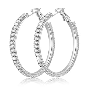 925 Sterling Silver Large Rhinestone Hoop Earrings for Women Girls Big Sparkly CZ Hoops Earring for Womens Thin Gold Plated Hoops Lightweight Hypoallergenic Non Tarnish Gifts 30 40 50 60 70mm