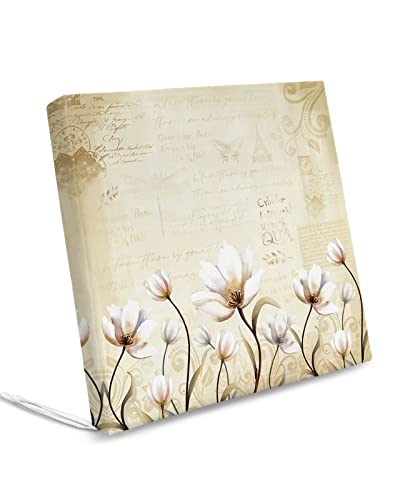 Abstract Outdoor Chair Cushion Covers Replacement 2 Pack,Waterproof Sofa Couch Chair Seat Covers Farm White Flowers Retro Beige Letters Patio Cushion Slipcovers For Beach Party Events Pastoral Floral #TOP7