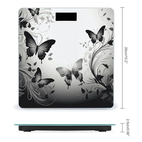 Báscula Digital de Baño Negra con Mariposas miniatura 2