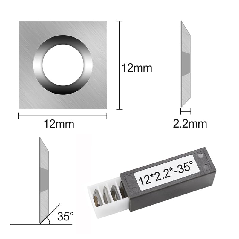 Miniatura 2 de Insertos cuadrados de carburo de 0.472 in 0.472 x 0.472 x 0.087 in Torno de madera Herramientas de torneado para reemplazo CNC Spoilboard Surfacing