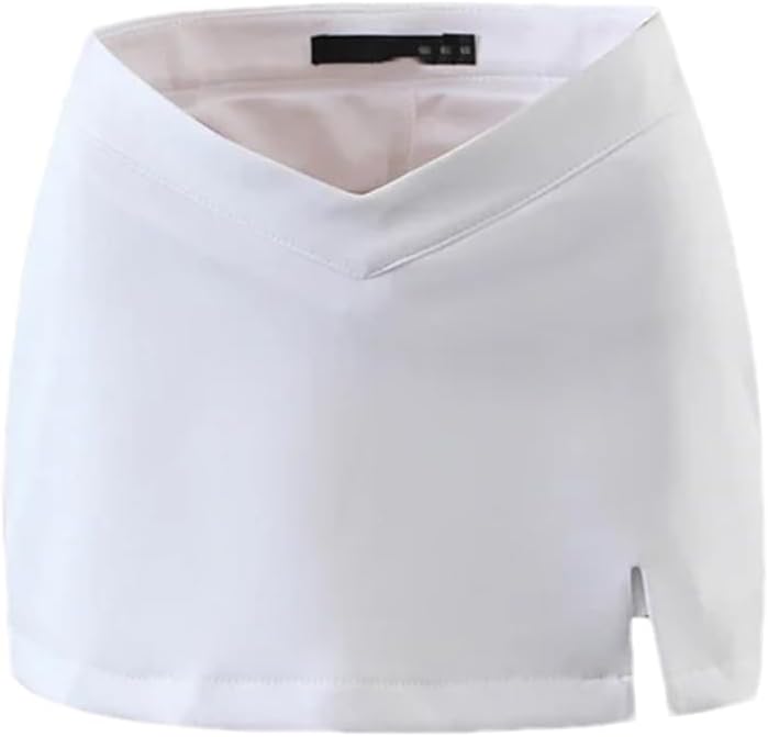 Women Summer Sexy Solid V-Shaped Waist Mini Skirt Slim Split Short Skirts Sweet Chic Skort