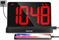 NOKLEAD Digitaler Wecker mit Großem 6,5\ RGB Farbwechsel Display, Netzbetriebene Nachttischuhr mit USB Ladeanschluss, Stufenloser Dimmer, Dual Alarm & Schlummerfunktion für Schlafzimmer
