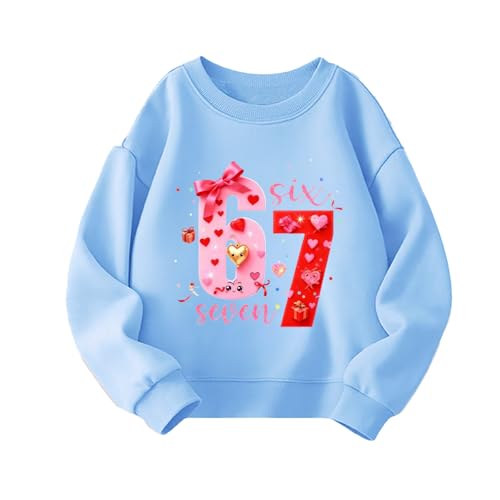 Genérico Sudadera Niña Sudadera para Niños con Estampado del Número 67 Sin Capucha, Elegante, Interior, con Detalles Finos, Medidas 2-14 Años
