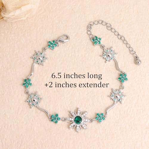 Gold Silver Sun Colorful Flower Link Bracelet for Woman, Adjustable CZ Rhinestone Star Box Chain Bracelets Prom Jewelry Accessories Gift3