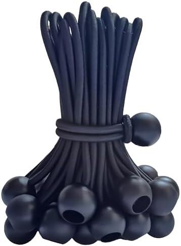 YELIER 30-Piece Ball Bungee Cords, the Size of Bungee Cords with Balls: 4 ", UV Resistant, Antioxidant, Secure Tie Down. (30, Black 4")
