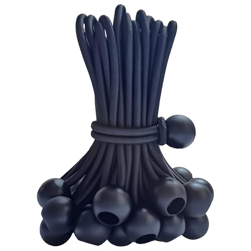 YELIER 30-Piece Ball Bungee Cords, the Size of Bungee Cords with Balls: 12 ", UV Resistant, Antioxidant, Secure Tie Down. (30, Black 12")