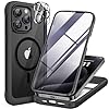 Miracase Magnetic for iPhone 15 Pro Max Case 6.7” [Compatible with Magsafe] Full-Body Drop Proof Bumper Phone Case for iPhone 15 Pro Max with Built-in 9H Tempered Glass Screen Protector,Black