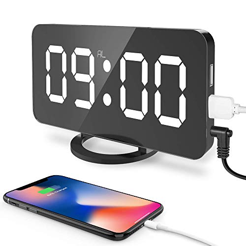 FONCBIEN Reloj Despertador Digital, Gran Pantalla Led De 6.5 "De Fácil Lectura Con Luz Nocturna Pantalla Eléctrica Con Función De Repetición