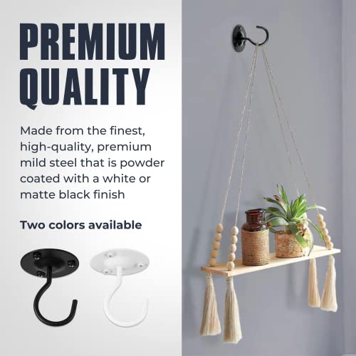 Monarch Abode Wall Mounted Ceiling Plant Hooks, 2.7" Premium Metal Decorative Hanging Brackets For Indoor & Outdoor Use, Set Of 4, White #TOP1
