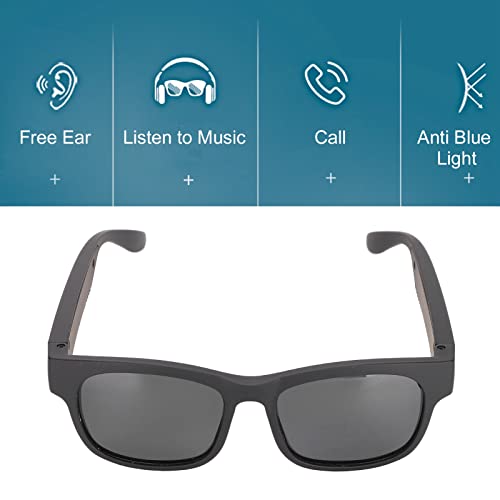 Gafas de Sol Inteligentes, Gafas de Sol Inalámbricas Estéreo con Bluetooth, Monturas Negras, Gafas de Sol Inteligentes con Cancelación de Ruido Y Auriculares para Ciclismo, Correr,(glamour negro)