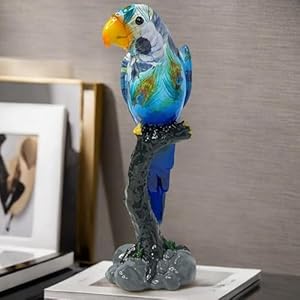 Blau Bunte Vogel Skulptur, Papagei, 25cm Tischdeko | Geschenk-Figuren