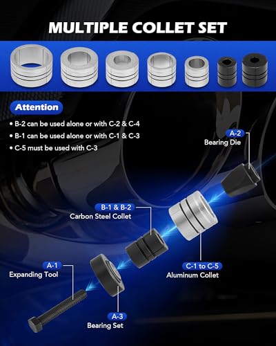 Orion Motor Tech Exhaust Pipe Expander Tool Kit 1-5/8 to 4-1/4 inch, Hex 28 mm Exhaust Pipe Stretcher Kit, Muffler Pipe Spreader with Storage Case, Automotive Car Tool Kit for Tail Pipe Tube - Thumbnail 4