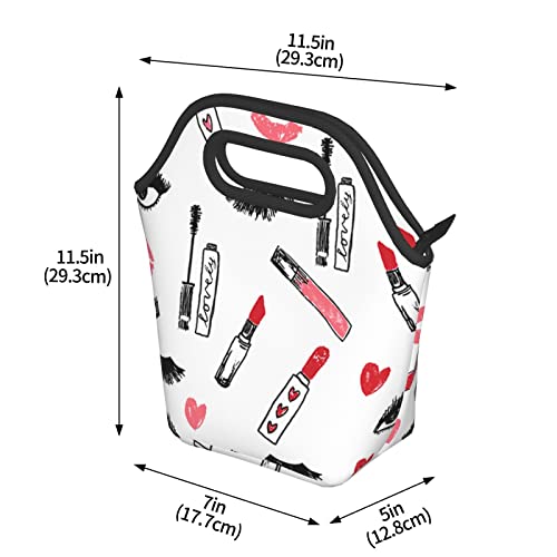Allgobee Insulated Lunch Bag Makeup-Lipstick-Eyelashes-Beauty Tote Reusable Lunch Box Container For Work Office Travel #TOP2