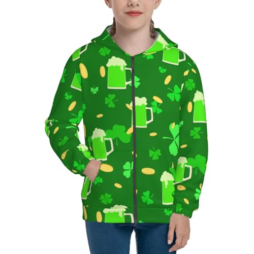 St Patrick's Day2 Kid Hoodies Boys Zip Up Sweatshirts Girls Pullover with Pocket3